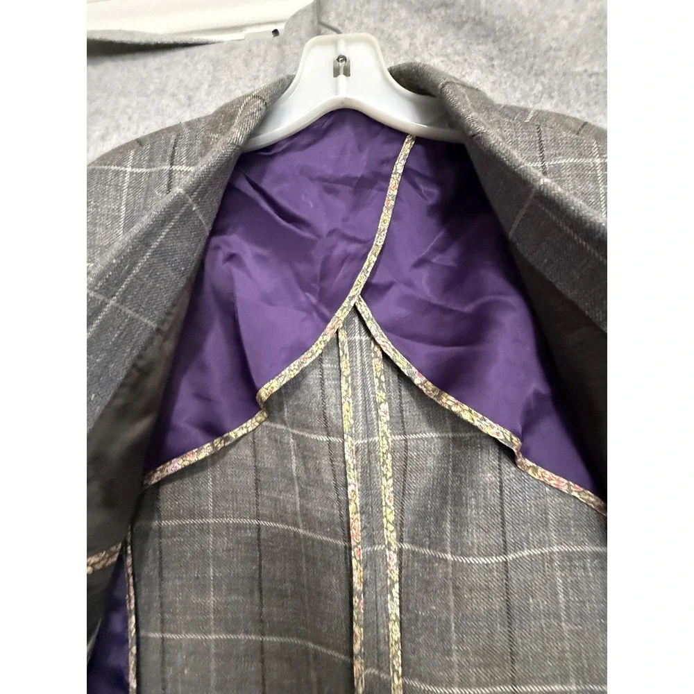 Paul Smith Blazer Sport Coat Mens 40R Gray Silk Linen Plaid Check Italy Jacket